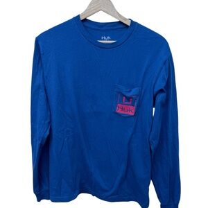 Huk Men's Blue Long Sleeve Shirt Mens' Size Small